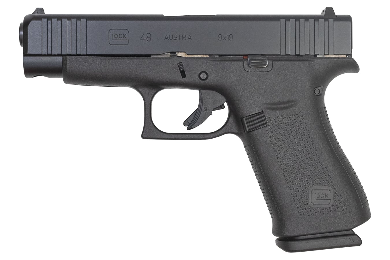 Glock 48 9mm Compact Pistol with Black Slide and Glock Night Sights (LE)